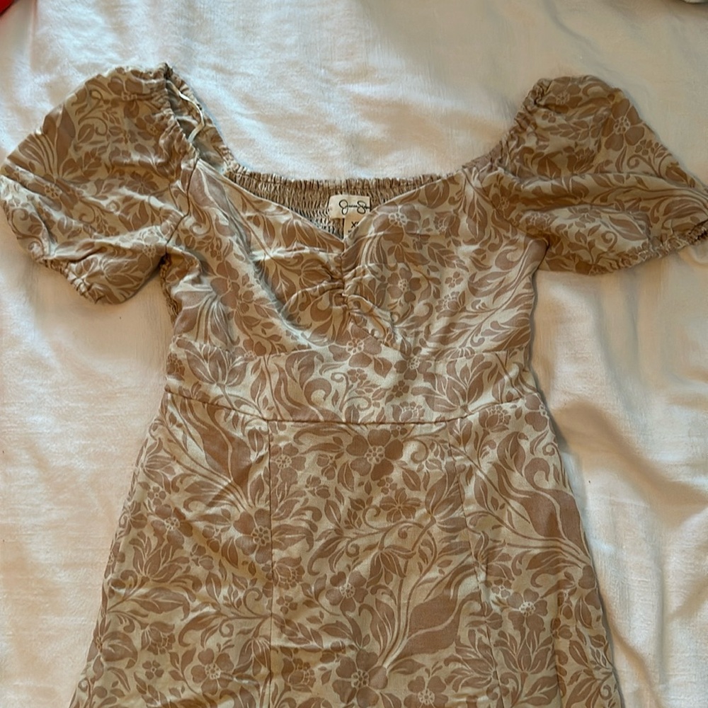 Jessica Simpson Tan Floral Midi Dress